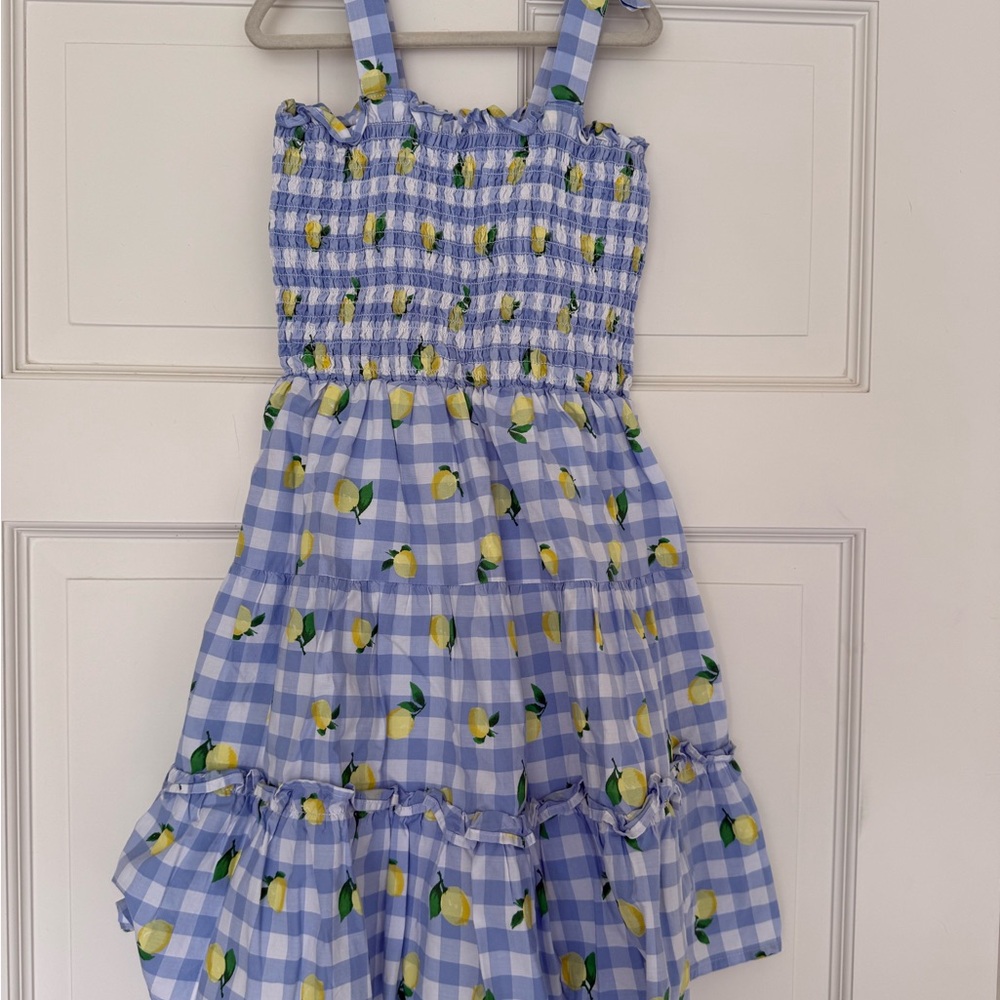 Blue Lemon Print Kids Dress